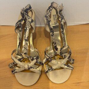 Michael Kors Strappy Snakeskin Heels - 9